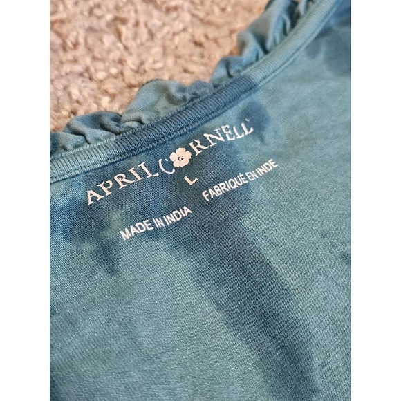 April Cornell Maxi Dress Women Large Tiered Teal Blue Tie Dye V-Neck Comfortable - Picture 3 of 7